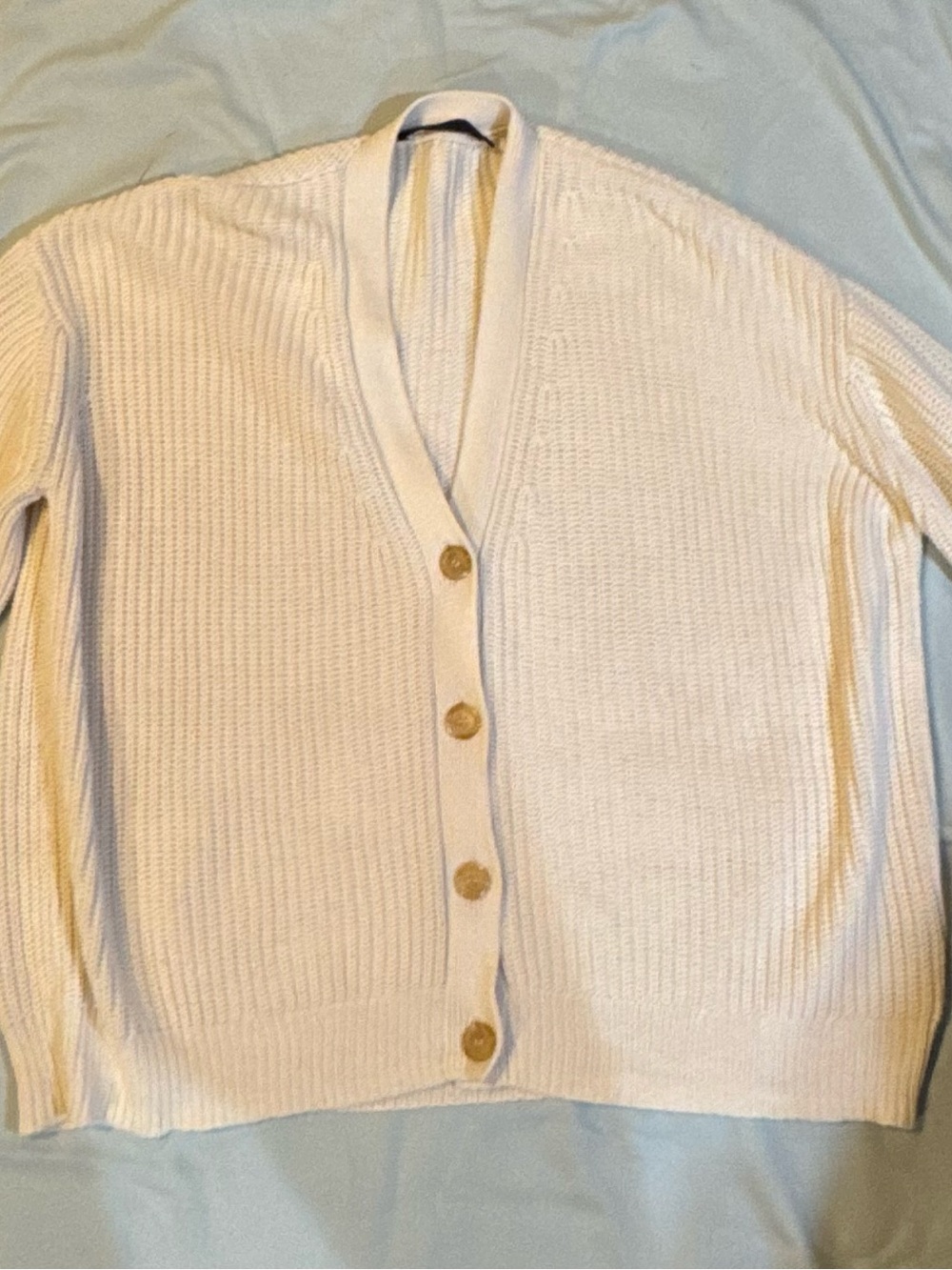 Like new Jenni Kayne Cream V‑Neck Ribbed Button Cardigan